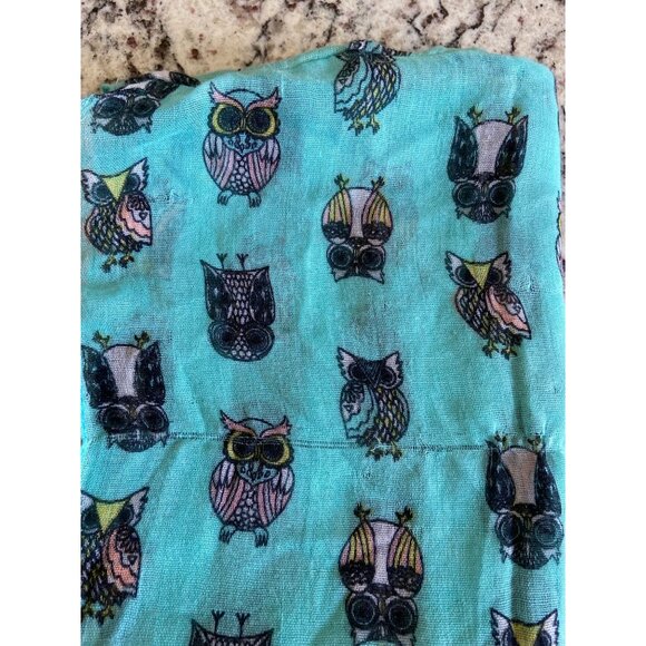 Womens Rectangle Infinity Scarf Owl Turquoise Multi-Color Lightweight Sheer - Picture 3 of 6